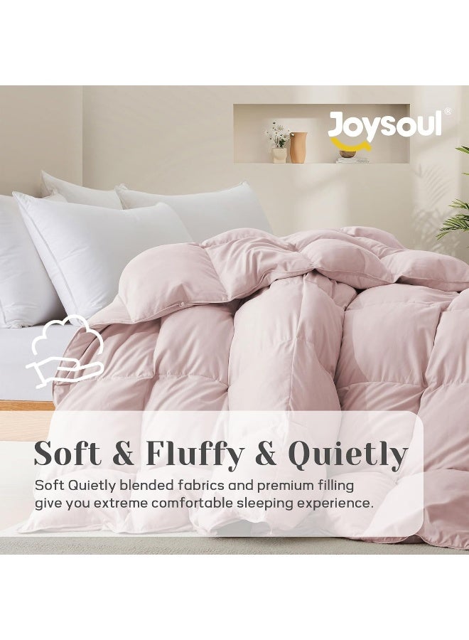 Joysoul Down Comforter Queen Size-All Season Comforter-Ultra Soft White Goose Down Fill and Feather Fiber-Cover Luxury Hotel Bed Comforter with Corner Tabs.(88"X88" Pink) - Image 2